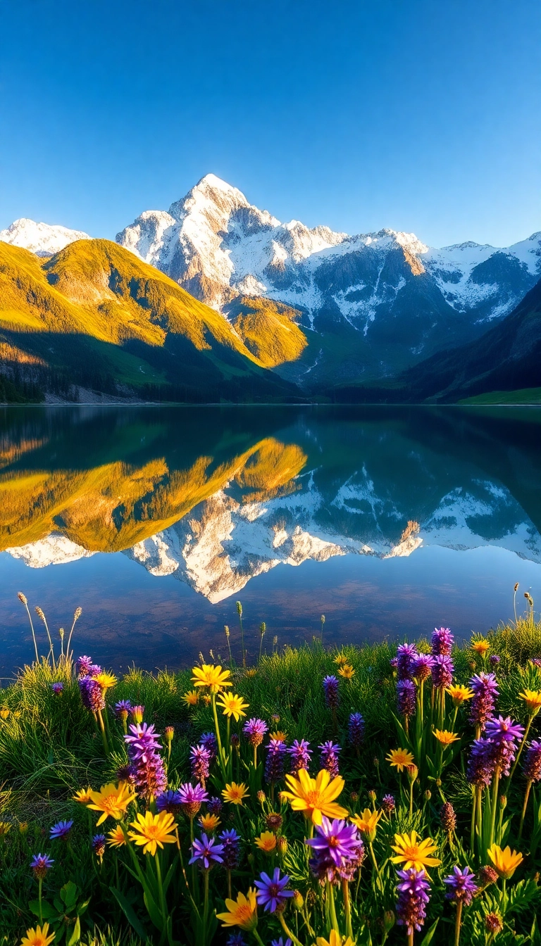 Best AI Spring Mountain Reflection Phone Aesthetic Wallpaper